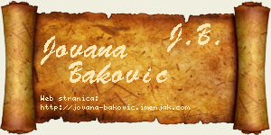 Jovana Baković vizit kartica